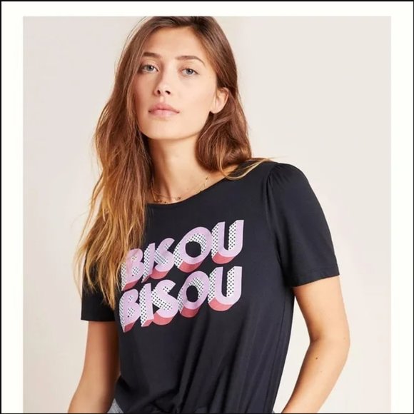 Anthropologie Bisou Bisou Supporting Living Beyond Breast Cancer Graphic Tee S - Picture 6 of 6
